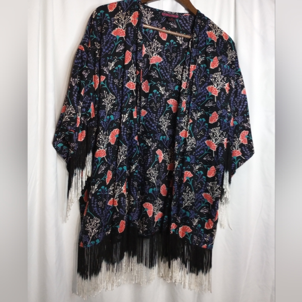 Small Rock & Roll Cowgirl Fringe Kimono Boho Hippie Coachella Festival Gypsy